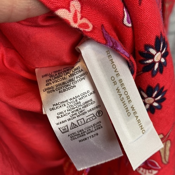 Ann Taylor Linen Blend Sleeveless Floral Print Shirtdress 12 Office Vacation - Picture 8 of 16